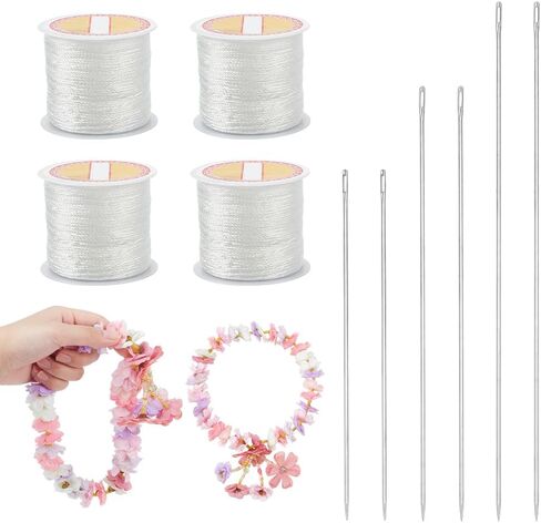 Nbeads 10 pcs lei eedle kit ، بما في ذلك 6pcs 3 أحجام كبيرة العين ليه إبرة الخياطة 4 لفات lei eedle الحبل للتخرج DIY زهرة هاواي لي لي صنع الزهور الملايو إكليث إكليث إكليث in Saudi Arabia