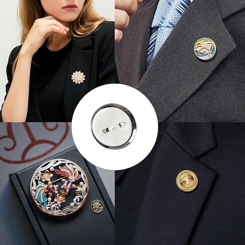 PSON 50PCS 1INCH SILVER BROOCH CLASPS ، صهرات قرص دبوس فارغة ثخنة من صواني الكابوشون ، صينية دبوس بروش مستديرة مسطحة ل DIY ، صناعة المجوهرات ، إكسسوارات الديكور in Kuwait