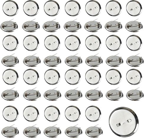 PSON 50PCS 1INCH SILVER BROOCH CLASPS ، صهرات قرص دبوس فارغة ثخنة من صواني الكابوشون ، صينية دبوس بروش مستديرة مسطحة ل DIY ، صناعة المجوهرات ، إكسسوارات الديكور in Kuwait