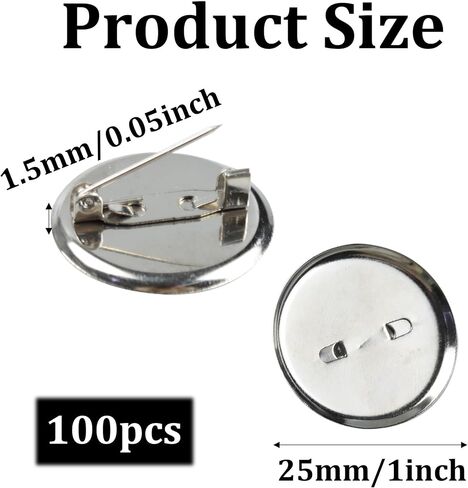PSON 50PCS 1INCH SILVER BROOCH CLASPS ، صهرات قرص دبوس فارغة ثخنة من صواني الكابوشون ، صينية دبوس بروش مستديرة مسطحة ل DIY ، صناعة المجوهرات ، إكسسوارات الديكور in Kuwait
