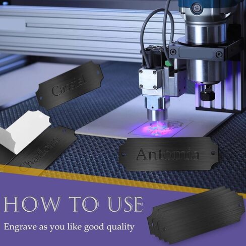 12 قطعة من لوحات الأسماء المنقوشة بالليزر، لوحة معدنية صلبة مصقولة، لوحة مخصصة فارغة، اسم الإطار، مع دعامة لاصقة ومسامير DIY (زاوية مستديرة ذهبية، 1 بوصة × 3 بوصة) in Kuwait