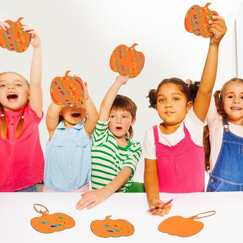 Liliful 60 Set Thanksgiving Scratch Crafts for Kids Colorful Pumpkin Scratch Crafts with 30 Wooden Scratch Tools Fall Scratch Art Pumpkin Hanging Art for Autumn Thanksgiving Craft Gifts in Saudi Arabia
