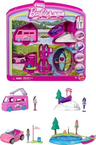 Barbie Mini BarbieLand 4-Pack Doll & Toy Vehicle Set with 4 1.5-inch Dolls & 4 Iconic Toy Vehicles with Color-Change Surprise in Saudi Arabia