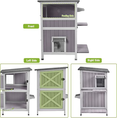 Feral Cat House Outdoor Citty Shelter لفصل الشتاء ، قفص Cat مثالي للاستخدام في الهواء الطلق و Inddor ، من طابقين in Saudi Arabia