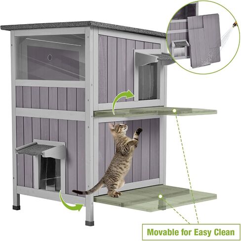 Feral Cat House Outdoor Citty Shelter لفصل الشتاء ، قفص Cat مثالي للاستخدام في الهواء الطلق و Inddor ، من طابقين in Saudi Arabia