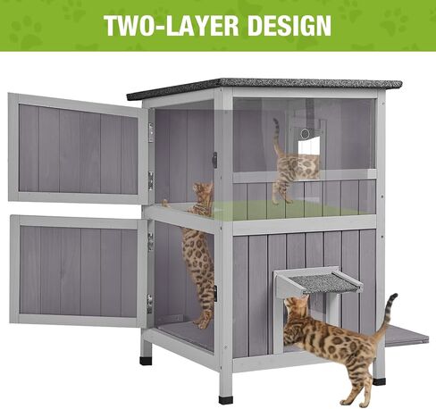 Feral Cat House Outdoor Citty Shelter لفصل الشتاء ، قفص Cat مثالي للاستخدام في الهواء الطلق و Inddor ، من طابقين in Saudi Arabia