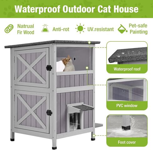 Feral Cat House Outdoor Citty Shelter لفصل الشتاء ، قفص Cat مثالي للاستخدام في الهواء الطلق و Inddor ، من طابقين in Saudi Arabia
