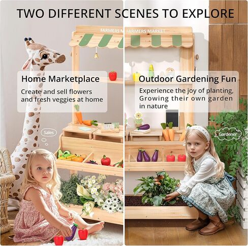 Pairpear Wooden Mud Grocery Stand ، 2-in-1 في الهواء الطلق في الهواء الطلق ومطبخ الطين للأطفال في الهواء الطلق ، لعبة Montessori Play Play مع 14 ملحقات ، وسجل نقدي ولعب الطعام ، الأعمار 3+ باللون الأخضر in Kuwait