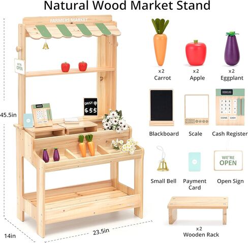 Pairpear Wooden Mud Grocery Stand ، 2-in-1 في الهواء الطلق في الهواء الطلق ومطبخ الطين للأطفال في الهواء الطلق ، لعبة Montessori Play Play مع 14 ملحقات ، وسجل نقدي ولعب الطعام ، الأعمار 3+ باللون الأخضر in Kuwait
