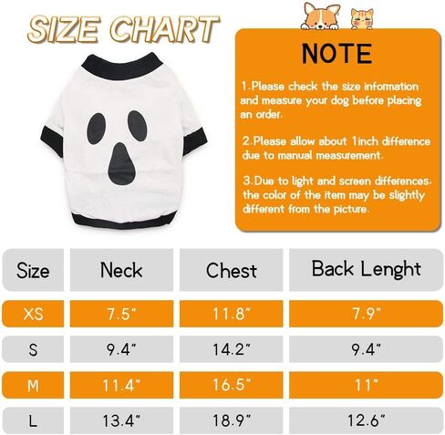 Nacoco Halloween Dog Ghost Hoodies - قميص زي الكلب المحملات للكلاب الصغيرة مضحك لطيف (s) in Kuwait