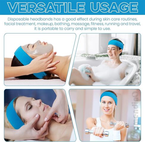 Framendino, 100 Pack Black Disposable SPA Headband Non-Woven Facial Headbands Stretch Soft Skin Care Hair Band with Convenient Closure for Women Girls in Saudi Arabia