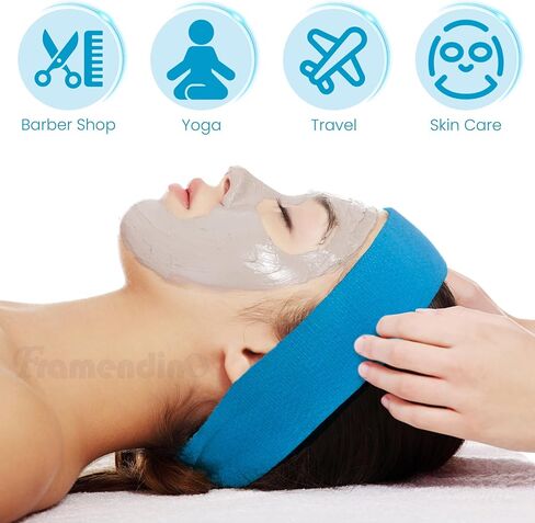 Framendino, 100 Pack Black Disposable SPA Headband Non-Woven Facial Headbands Stretch Soft Skin Care Hair Band with Convenient Closure for Women Girls in Saudi Arabia