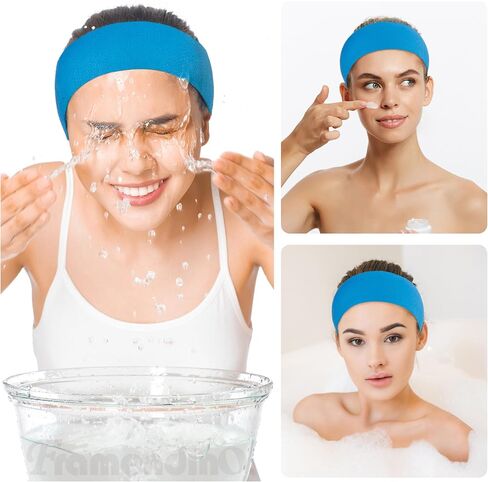 Framendino, 100 Pack Black Disposable SPA Headband Non-Woven Facial Headbands Stretch Soft Skin Care Hair Band with Convenient Closure for Women Girls in Saudi Arabia