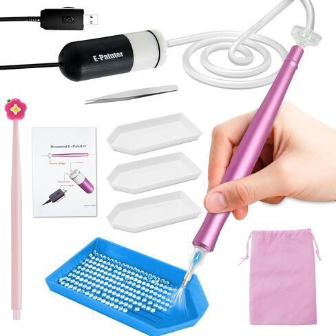 jojnawa Electric Vacuum Diamond Art Pen with Adjustable Suction, Diamond Painting Pen with Storage Tray, Wax-Free Design for Diamond Art Painting (Purple) in Saudi Arabia