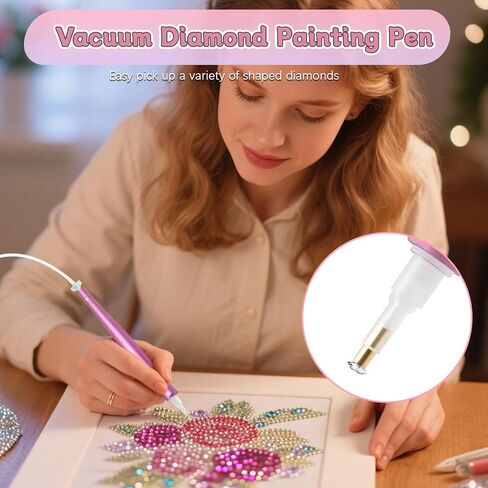 jojnawa Electric Vacuum Diamond Art Pen with Adjustable Suction, Diamond Painting Pen with Storage Tray, Wax-Free Design for Diamond Art Painting (Purple) in Saudi Arabia