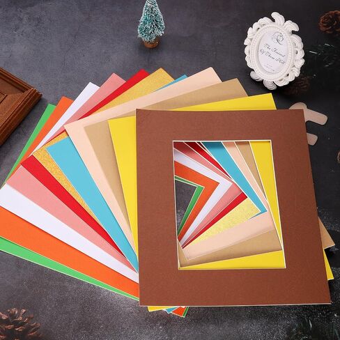 Picture Mats, 8 x 10 for 5 x 7 Pictures Acid Free White Core Bevel Cut Frame Mattes for Display Art Measuring, Dark Brown in Saudi Arabia