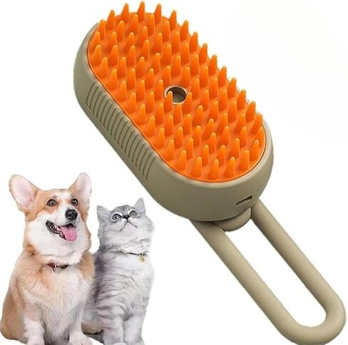 3-in-1 Cat Grooming Brush-Spray Water و Sefficing Shedting Brush للقطط والكلاب-إزالة شعر الحيوانات الأليفة ومشط التدليك للشعر الطويل والقصير (Beige). in Kuwait