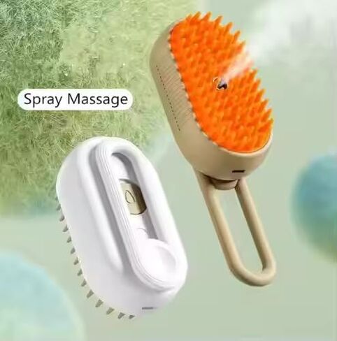 3-in-1 Cat Grooming Brush-Spray Water و Sefficing Shedting Brush للقطط والكلاب-إزالة شعر الحيوانات الأليفة ومشط التدليك للشعر الطويل والقصير (Beige). in Kuwait