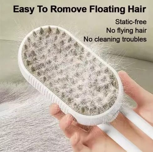 3-in-1 Cat Grooming Brush-Spray Water و Sefficing Shedting Brush للقطط والكلاب-إزالة شعر الحيوانات الأليفة ومشط التدليك للشعر الطويل والقصير (Beige). in Kuwait