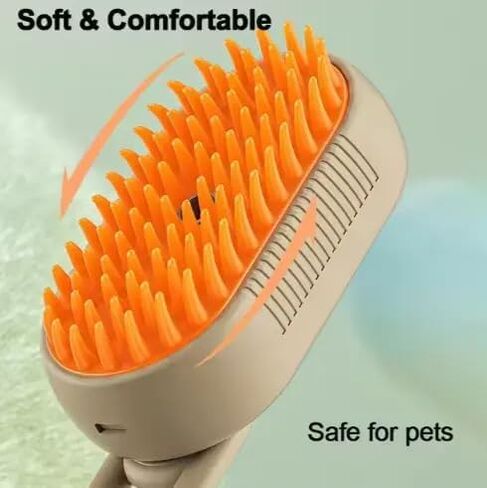 3-in-1 Cat Grooming Brush-Spray Water و Sefficing Shedting Brush للقطط والكلاب-إزالة شعر الحيوانات الأليفة ومشط التدليك للشعر الطويل والقصير (Beige). in Kuwait