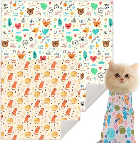 غلاف القط لتمسك غلاف القط ذاتيًا لقطع الأظافر بلفات Cat Cat Burrito Wrap anti-bite ، Wrap Cat anti-eScape Cat 2pcs (أخضر هريرة و Floral-XL ، M & XL) in Kuwait
