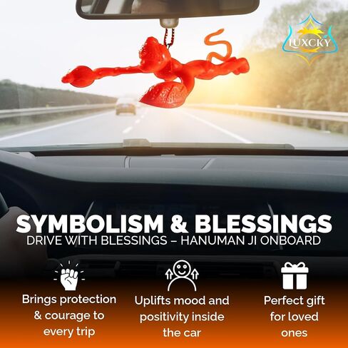 LUXCKY Orange Flying Lord Hanuman Ji Idol Car Mirror Hanging, Wall and Door Hanging in Kuwait