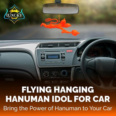 LUXCKY Orange Flying Lord Hanuman Ji Idol Car Mirror Hanging, Wall and Door Hanging in Kuwait