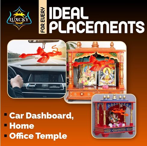 LUXCKY Orange Flying Lord Hanuman Ji Idol Car Mirror Hanging, Wall and Door Hanging in Kuwait