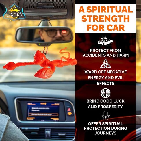 LUXCKY Orange Flying Lord Hanuman Ji Idol Car Mirror Hanging, Wall and Door Hanging in Kuwait