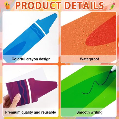12 Pcs Crayon Door Window Bulletin Board Decorations Back to School Classroom Decoration Colorful Crayon Paper Cutouts Window Decals for First Day of School Party Classroom Chalkboard Glass Wall Decor in Saudi Arabia