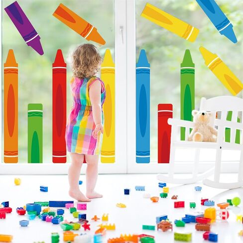 12 Pcs Crayon Door Window Bulletin Board Decorations Back to School Classroom Decoration Colorful Crayon Paper Cutouts Window Decals for First Day of School Party Classroom Chalkboard Glass Wall Decor in Saudi Arabia