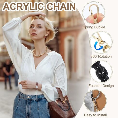 PATIKIL Acrylic Purse Strap, 15 Inch Acrylic Chain Purse Strap Replacement Luxury Handbag Chain Handle Straps for Handbags Shoulder Bag Crossbody, Dark Green/White in Saudi Arabia