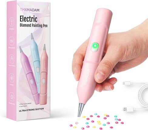 Thxmadam Electric Diamond Paint Pen Pro ، Pen Wireless Diamond Art Paint مع مضخة فراغ للبالغين ، التحكم في مفتاح الزر ، شحن USB-C ، أداة ملحقات الطلاء الماس (الوردي) in Kuwait