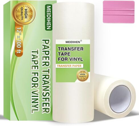 Transfer Paper for Vinyl-12 x 100FT,Premium-Grade Vinyl Transfer Tape,Easy Vinyl Pick-Up and Release,No Sticky Residue, Suitable for Crafts, Decals, Logo Making, and Home Decoration in Saudi Arabia