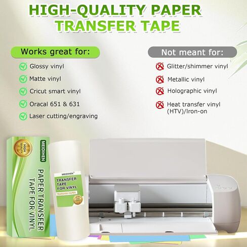 Transfer Paper for Vinyl-12 x 100FT,Premium-Grade Vinyl Transfer Tape,Easy Vinyl Pick-Up and Release,No Sticky Residue, Suitable for Crafts, Decals, Logo Making, and Home Decoration in Saudi Arabia