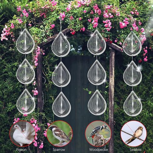 12pcs قطرات القطرات أقراص تخفيف الطيور العاكسة العاكسة للغاية معلقة الرياح العاكسات المعدنية في الهواء الطلق للديكور الخارجي لأجهزة الطيور خفيفة الوزن لتخويف الطيور بعيدا عن شرفة الفناء in Kuwait