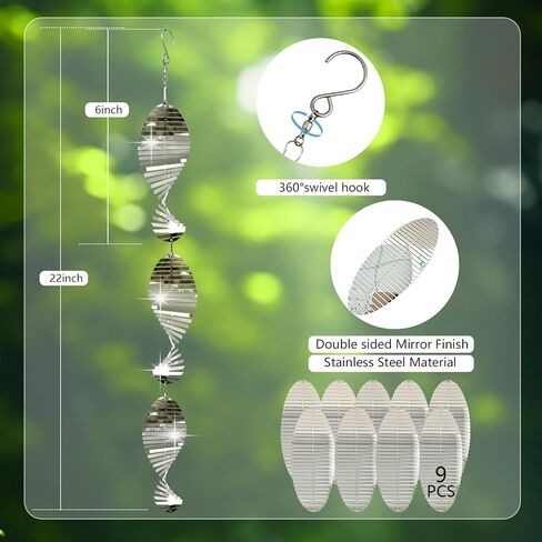 12pcs قطرات القطرات أقراص تخفيف الطيور العاكسة العاكسة للغاية معلقة الرياح العاكسات المعدنية في الهواء الطلق للديكور الخارجي لأجهزة الطيور خفيفة الوزن لتخويف الطيور بعيدا عن شرفة الفناء in Saudi Arabia