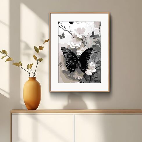 Butterfly Flower Paint by Numbers Kit for Adults Beginner , DIY Paint By Numbers Kits, Easy Color By Numbers Acrylic Paint On Canvas Painting Kits Art,Home Wall Decor 12 x 16 Inch (Without Frame) in Kuwait