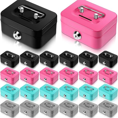 12 Pack Small Money Box Cash Box with Lock and Slot Metal Money Box for Cash Steel Money Organizer Piggy Bank Metal Coin Bank for Adults, 4.5 x 3.3 x 2 Inch, Without Money Tray, 4 Colors in Saudi Arabia