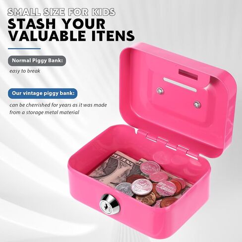 12 Pack Small Money Box Cash Box with Lock and Slot Metal Money Box for Cash Steel Money Organizer Piggy Bank Metal Coin Bank for Adults, 4.5 x 3.3 x 2 Inch, Without Money Tray, 4 Colors in Saudi Arabia