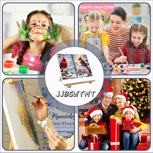 طلاء عيد الميلاد بواسطة أرقام الأرقام للمبتدئين المبتدئين ، DIY Red Bird Paint بأرقام أرقام ، طلاء أكريليك سهل اللون على مجموعات الطلاء شموع قماش ، ديكور الجدار المنزلي 12x 16 بوصة (بدون إطار) in Kuwait
