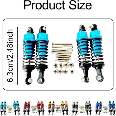 Dynwave 4x Oil Scondbers لـ RC Car Sampers ترقية لسيارة التحكم عن بُعد 1/12 1/16 Scale RC Shocks for Mn82 D90 C14 C24 ، Blue Dark in Saudi Arabia