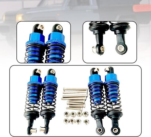 Dynwave 4x Oil Scondbers لـ RC Car Sampers ترقية لسيارة التحكم عن بُعد 1/12 1/16 Scale RC Shocks for Mn82 D90 C14 C24 ، Blue Dark in Saudi Arabia