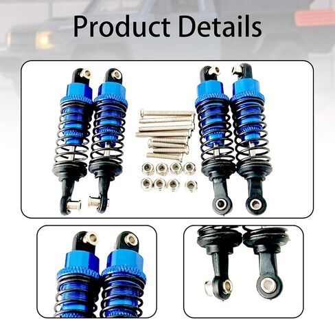 Dynwave 4x Oil Scondbers لـ RC Car Sampers ترقية لسيارة التحكم عن بُعد 1/12 1/16 Scale RC Shocks for Mn82 D90 C14 C24 ، Blue Dark in Saudi Arabia