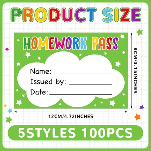Eersida 100 Pcs Colorful No Homework Passes Cards Classroom Management Tools Elementary Classroom Must Haves Reward Cards for Teacher Educational Learner Behavior Activities Reward Essentials Supplies in Saudi Arabia