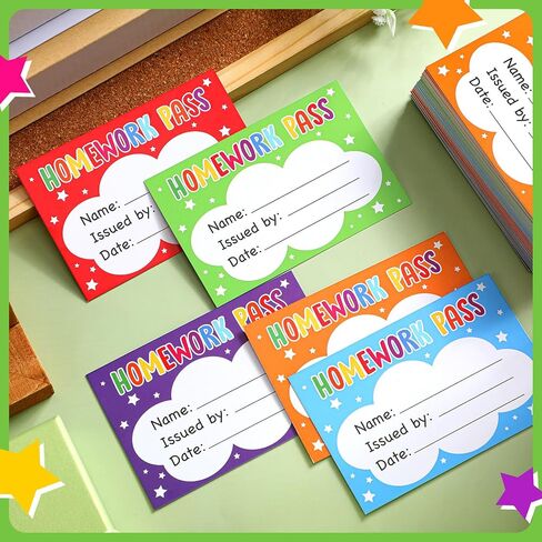 Eersida 100 Pcs Colorful No Homework Passes Cards Classroom Management Tools Elementary Classroom Must Haves Reward Cards for Teacher Educational Learner Behavior Activities Reward Essentials Supplies in Saudi Arabia