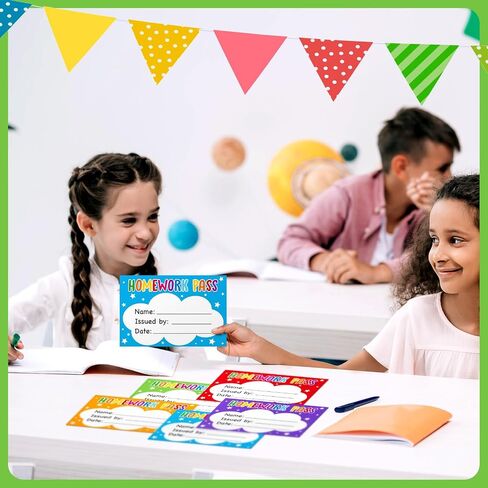 Eersida 100 Pcs Colorful No Homework Passes Cards Classroom Management Tools Elementary Classroom Must Haves Reward Cards for Teacher Educational Learner Behavior Activities Reward Essentials Supplies in Saudi Arabia