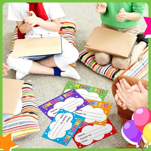 Eersida 100 Pcs Colorful No Homework Passes Cards Classroom Management Tools Elementary Classroom Must Haves Reward Cards for Teacher Educational Learner Behavior Activities Reward Essentials Supplies in Saudi Arabia