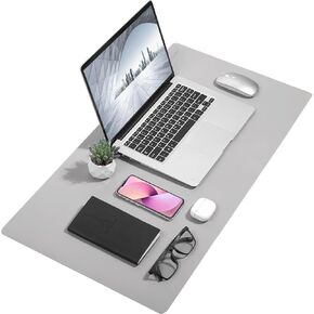 Leather Desk Mat Mouse Pad Large Non-Slip Surface Office Home Desk Accessories Supplies Decor for Keyboard Computer Laptop Writing Table Protector (Light Gray) in Saudi Arabia