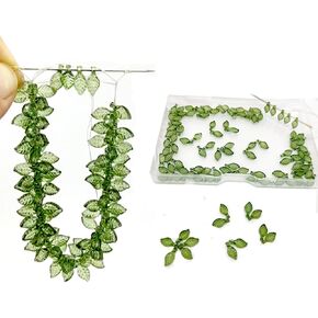 Assorted Green Leaf Beads for Jewelry Making – 120PCS Acrylic Craft Charms Bulk Set, Translucent Plant-Inspired Pieces, Cute Fairy Aesthetic Accents, Unique Shaped Embellishments (Mixed) in Saudi Arabia